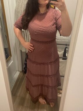 Lulus Mauve Maxi Dress with Sleeves